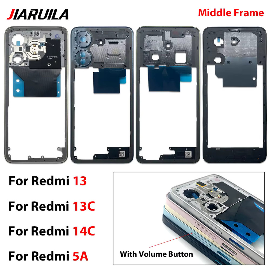 Xiaomi Ersatz Gehäuse Mittelrahmen und Rückabdeckung für Redmi 13 13C 14C 5A in Schwarz - Bild 2