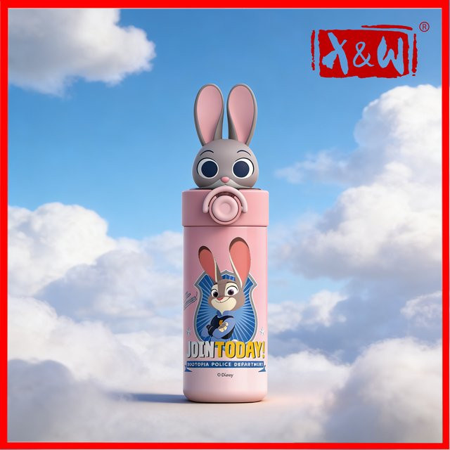 X&W Disney Pop-up-Thermoskanne aus Edelstahl mit Strohhalm, 450 ml - Bild 1