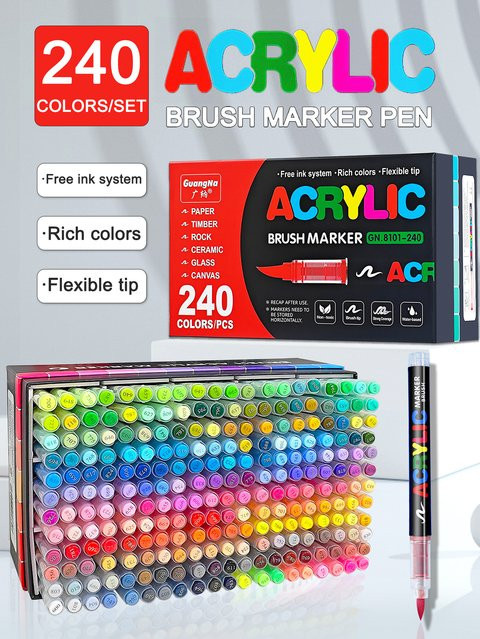 Guangna Acryl-Markierungsstifte Set mit 240/288 Farben für DIY Graffiti und Kunstprojekt in Multicolour - Bild 1