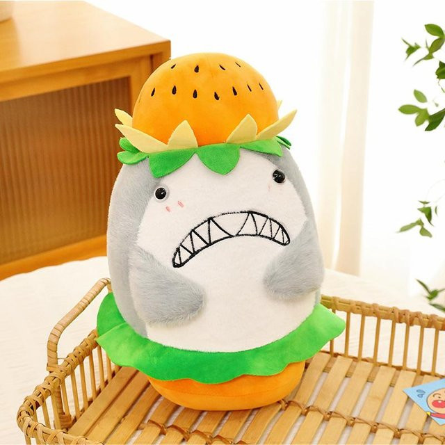 Yiran Health & Beauty Haifisch-Stofftier Hamburger Hai, Stoffpuppe, 25cm - Bild 1