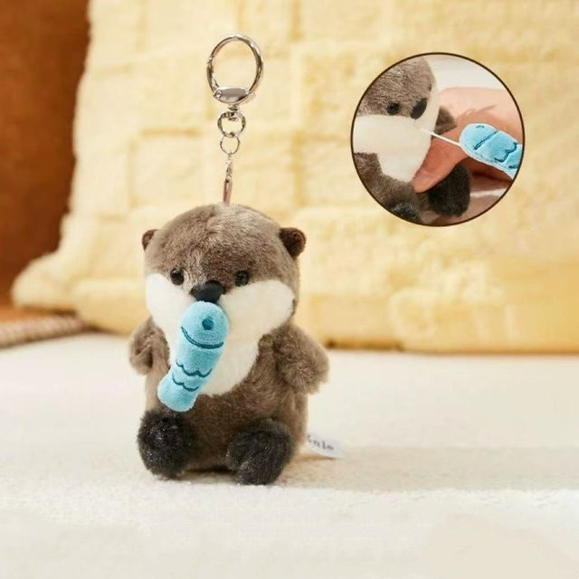 Schlüsselanhänger Otter Plüsch, Baumwolle, 11 cm, Unisex - Bild 1