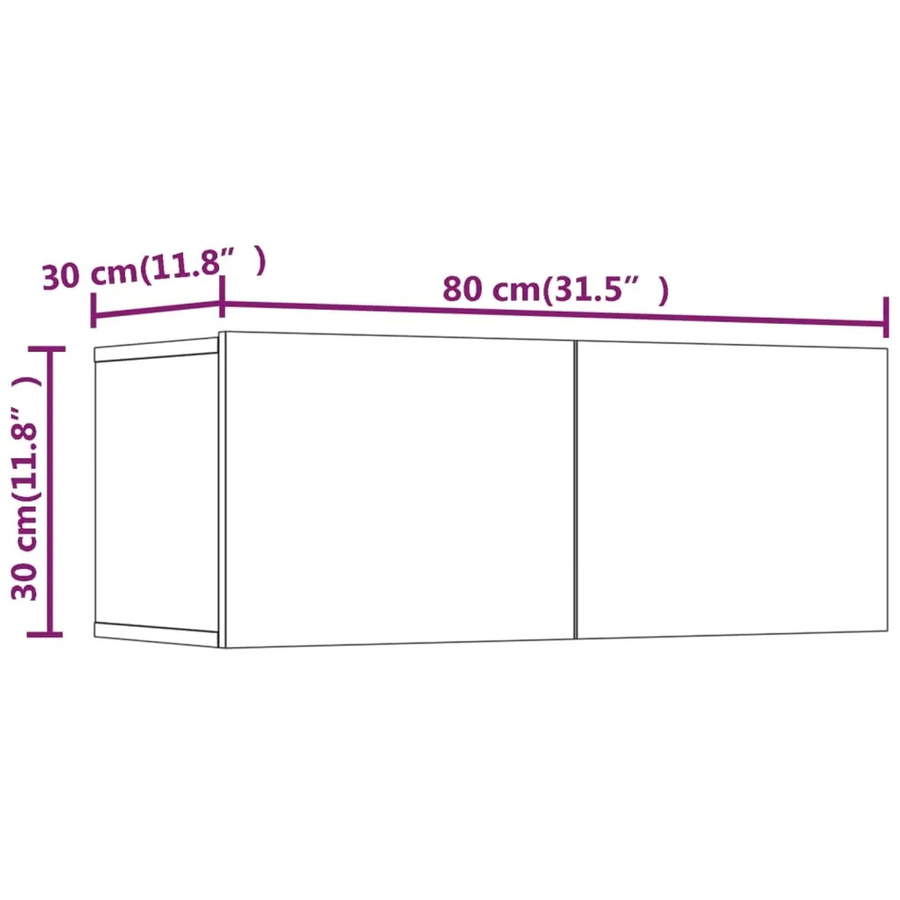 vidaXL 6-tlg. TV-Schrank-Set Modell 22 aus Holzwerkstoff in Betongrau, Wandmontage für das Wohnzimmer, 4 x TV-Schrank B: 100 cm, T: 30 cm, H: 30 cm und 2 x TV-Schrank B: 80 cm, T: 30 cm, H: 30 cm - Bild 1