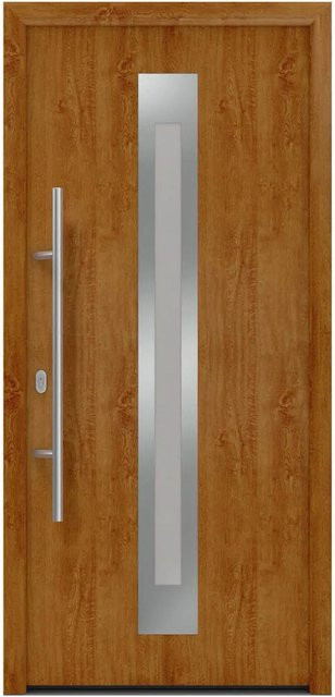 EcoStar Haustür Isopro IP 770S in Golden Oak, Farbe Braun, mit Glaseinsatz, B/H: 110 x 210 cm, DIN Links - Bild 1