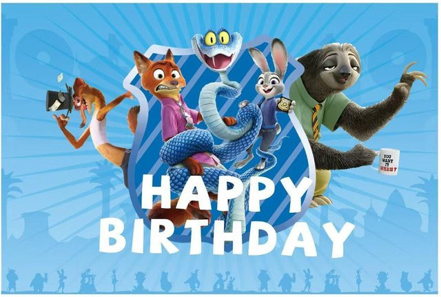 Zootopia Partydeko Set für Kinder mit Hintergrundtuch, Papptellern, Pappbechern, Servietten und Tischdecke, Mehrfarbig - Bild 1