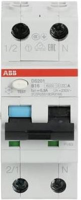 ABB FI/LS-Schalter RCBO DS201A-B16/0,3 16A in Weiß - Bild 1