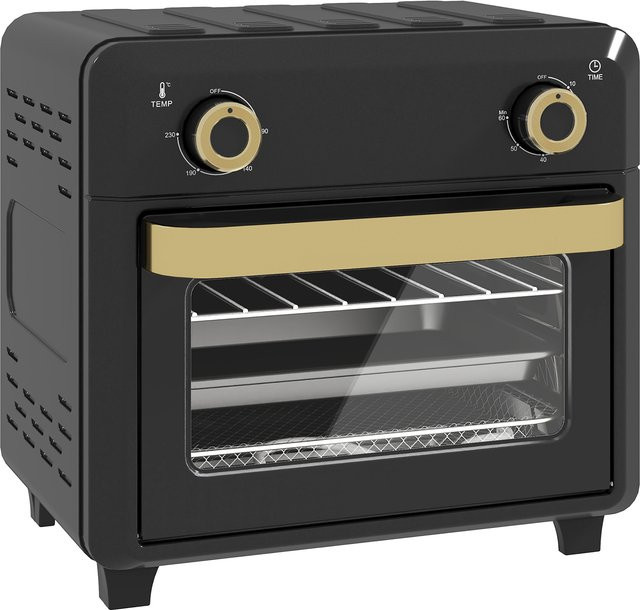 HOMCOM Minibackofen mit Umluft und Heißluftfritteuse, 10L, 1000W, Schwarz - Bild 1