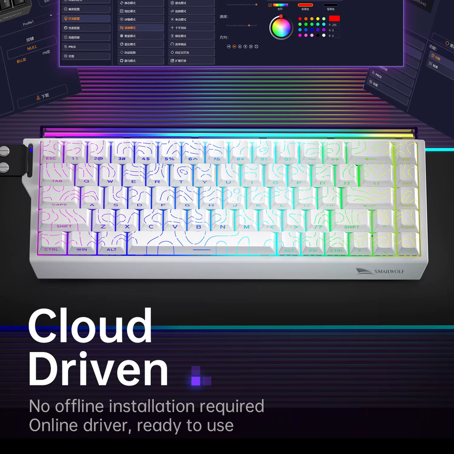 SMAILWOLF SK11 68HE Mechanische Gaming Tastatur mit Magnetischem Schalter, 68% Layout, Weiß, 8K Polling Rate für E-Sport und PC - Bild 3
