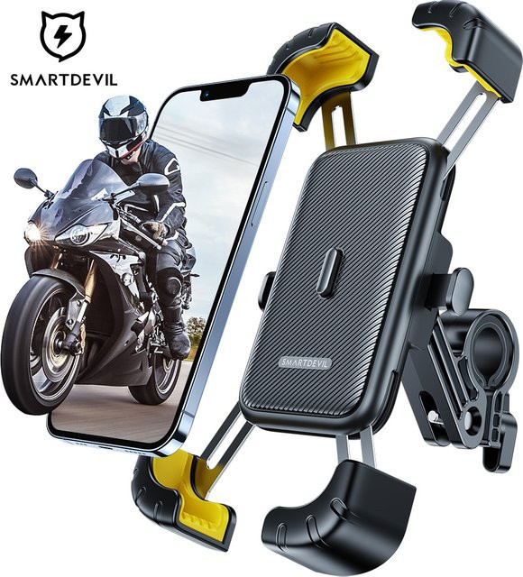SmartDevil Universal Fahrrad Handyhalterung mit 360 Grad Sichtbarkeit für 4 bis 6,5 Zoll Smartphones, stoßfest, in Schwarz oder Pink - Bild 1