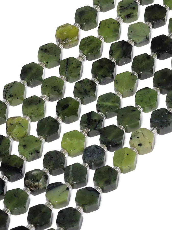 xilitata Natursteinperlen, Kanada-Jade, grün, sechseckig - Bild 6