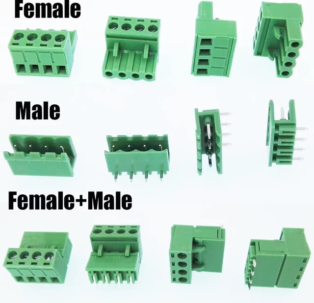 E-SIMPO 50 Paare Plugin-Buchsen 5,08mm Wafer-Steckverbinder rechtwinklig und gerade grün für PCB-Drahtklemmenblock - Bild 1