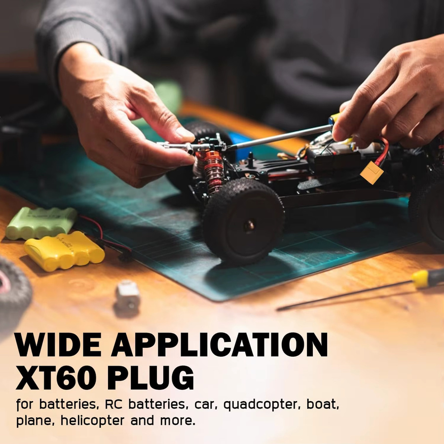 AOKIN XT60 Batterieanschluss Set mit 10 Paar Rundsteckern in Gelb für RC LiPo Batterien, FPV, Flugzeuge und Quadcopter - Bild 4