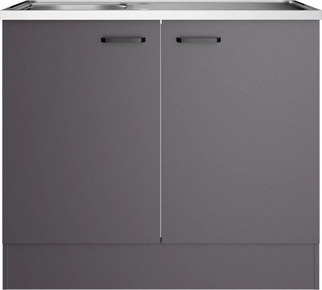 OPTIFIT Spülenunterschrank OPTImulti MUKI SPL106-1+ Kiel420 in Anthrazit Matt, B/T/H: 100 x 60 x 88,2 cm - Bild 1