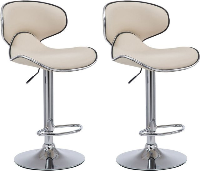 TPFLiving 2er Set Barhocker Las Palmas mit Metallgestell in Chromoptik und Kunstleder in Creme - Bild 1