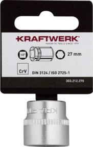 Kraftwerk BASIC LINE 1/2 Zoll Steckschlüsseleinsatz 27 mm in Silber aus Chrom-Vanadium mit Hänger - Bild 1