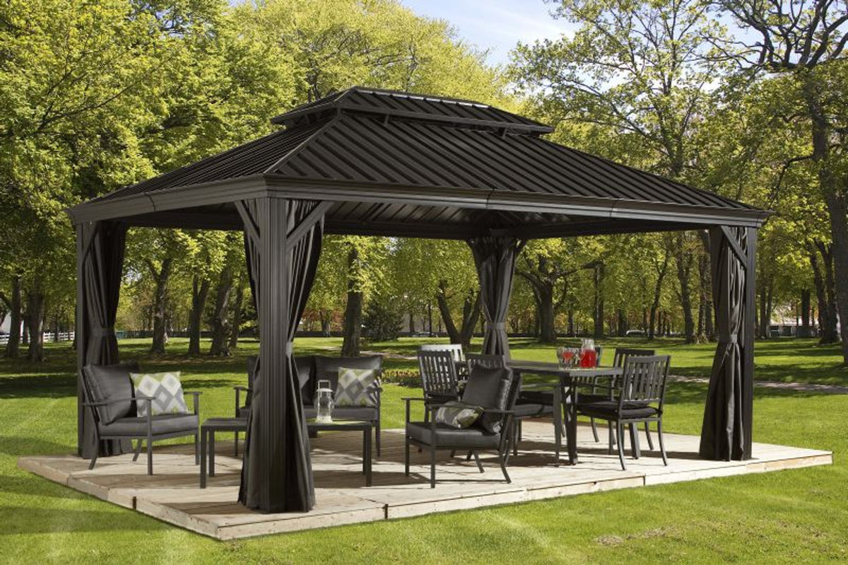 Sojag Vorhang-Set Mykonos/Messina für Pavillon, dunkelgrau, Polyester, Breite: 484 cm - Bild 2