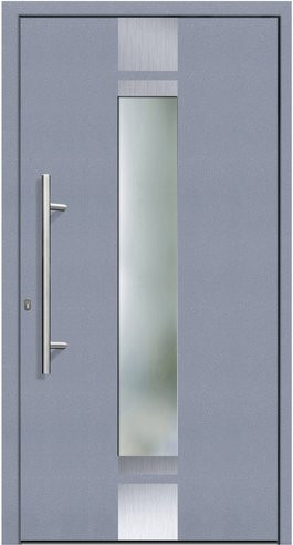 KNOCK Flügelüberdeckende Kunststoff-Haustür Terra grau mit Glaseinsatz modern B: 100,0 cm, H: 200,0 cm - Bild 1