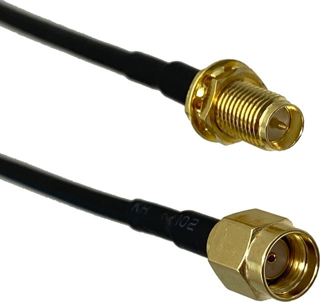 RG174 RF Jumper Pigtail Kabel mit RP-SMA weiblichem Stecker und RP-SMA männlicher Buchse, Schwarz, Länge: 7,62 cm bis 3,05 m - Bild 1