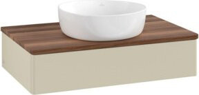 V&B Waschtischunterschrank Antao ohne Frontstruktur in Walnuss und Weiss, B/T/H: 80 x 50 x 19 cm - Bild 1