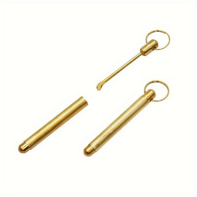5 Stück Ohrlöffel-Schlüsselanhänger, goldener faltbarer Ohrreinigung, Metall, Unisex - Bild 1