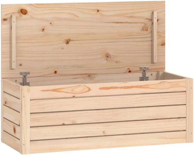 vidaXL Truhe aus Kiefernholz in Beige, rustikales Design, B/T/H: 89 x 36,5 x 33 cm - Bild 1