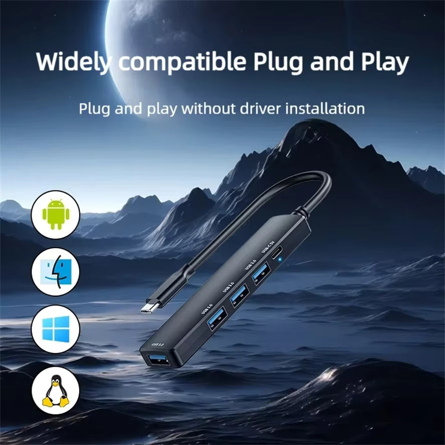 GRWIBEOU 5 in 1 USB-C Hub mit USB 3.0 und PD 65 W Ladefunktion als Multi USB Splitter Adapter OTG für Lenovo und Macbook Pro - Bild 4