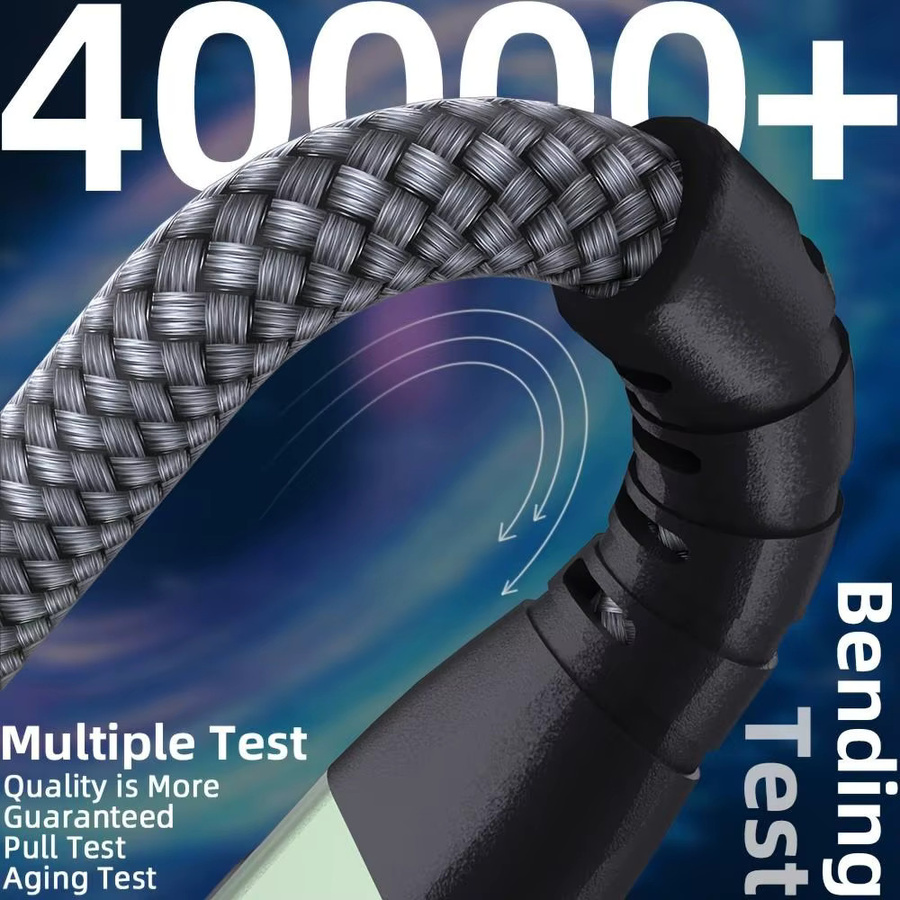 LAIHONEN USB-C zu USB-C Kabel mit LED-Anzeige, 100W PD Schnellladung und 480Mbps Datenübertragung, Nylon-Ummantelung, Schwarz - Bild 4