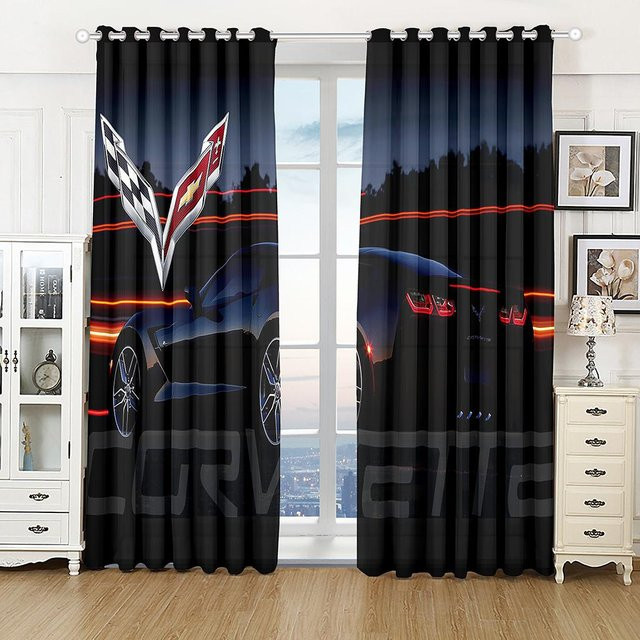 A Family Of Home Textiles 3D-Vorhang mit Rennauto-Motiv in Mehrfarbig, halbtransparent, mit Ösen, Breite: 100 cm, Höhe: 130 cm - Bild 1