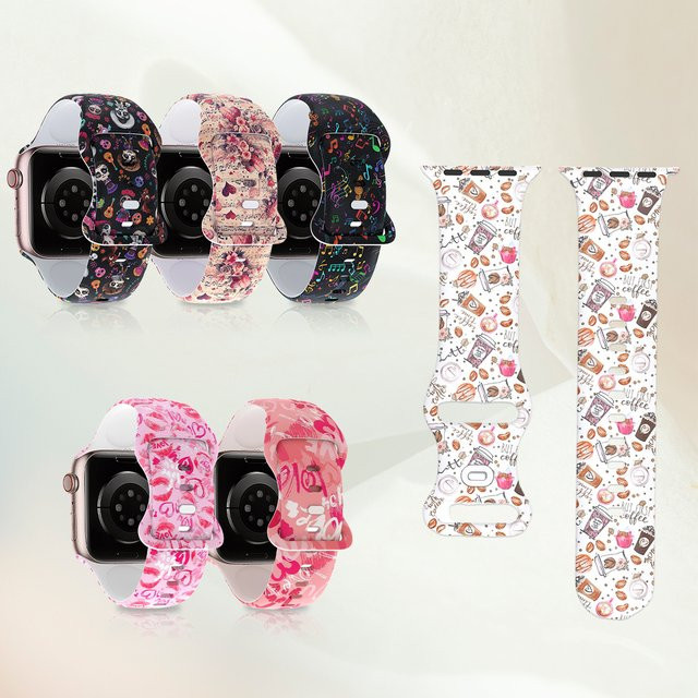 samusak Uhrenarmband Silikon, Graffiti-Print, Apple Watch kompatibel - Bild 1