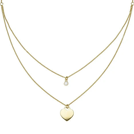 Colfem Collier Herz, 925 Sterling Silber, gold vergoldet, 1 Zirkonia, 44 cm, Unisex - Bild 1