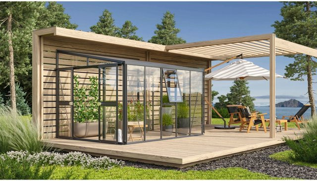 Vitavia Anlehn-Gewächshaus Athena 8600 Schwarz mit 8,6 m² Fläche und Polycarbonat-Hohlkammerplatten - Bild 1