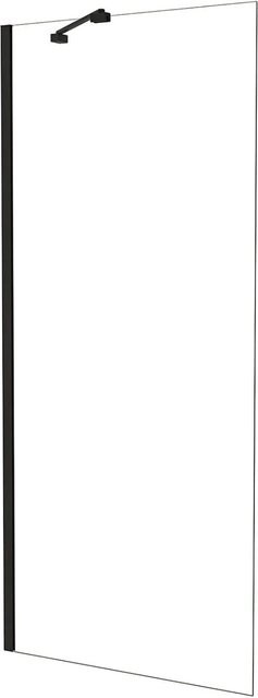 AICA Walk In Duschwand Schwarz mit Stabilisator, Glas transparent, B/H: 80 x 195 cm - Bild 1