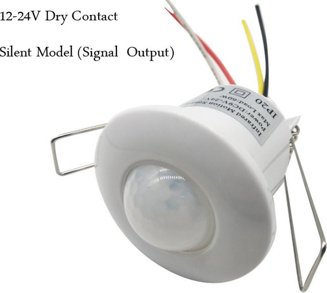 ESUMZ Geräuschloser Infrarot-Bewegungssensor als Decken-Mini-Einbau-Schalter mit Reed-Schalter-Signal, 12V-24V, Weiß - Bild 1