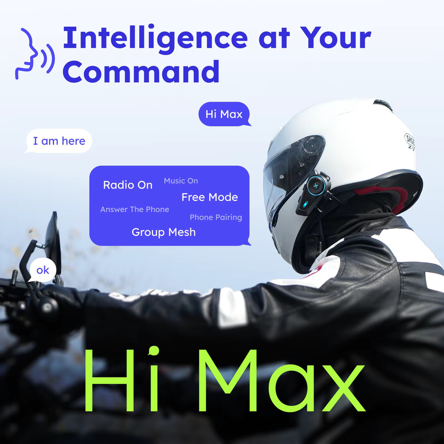 MAXRUNON D10 Motorrad Bluetooth Intercom Helm Headset mit AI Sprachsteuerung und ENC, IPX7 wasserdicht, Farbe: Schwarz - Bild 3