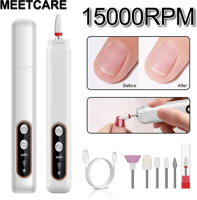 MEETCARE Nagelbohrer, 15000 U/min, kabellos, mit LED-Licht und Display, Unisex - Bild 1
