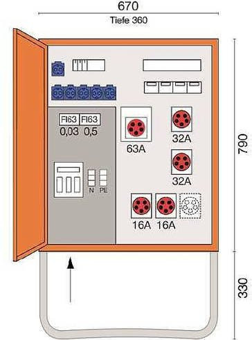 Jäger Baustromverteiler BVEV60/32 400V 63A Orange - Bild 1