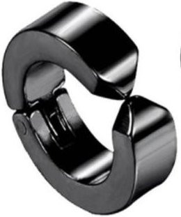 Clip-Ohrringe Set, Edelstahl, Schwarz, Herren, Creolen - Bild 1