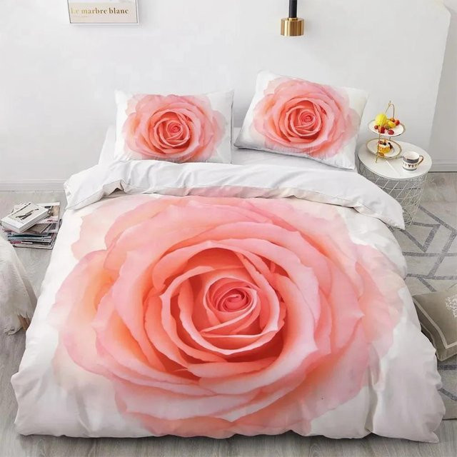 Lodestar Bettwäsche Set mit 3D Blumen Rose Design in Pink, Bettbezug und Kissenbezug aus Mikrofaser, Breite: 70 cm, Länge: 133 cm - Bild 1
