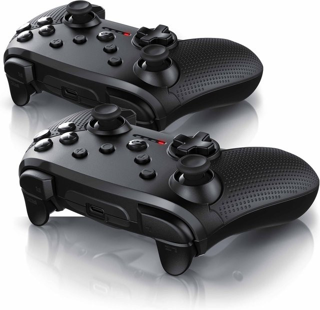 CSL 2x Wireless Bluetooth Gamepad für Nintendo Switch Controller in Schwarz mit HD Rumble und Turbo Button - Bild 1