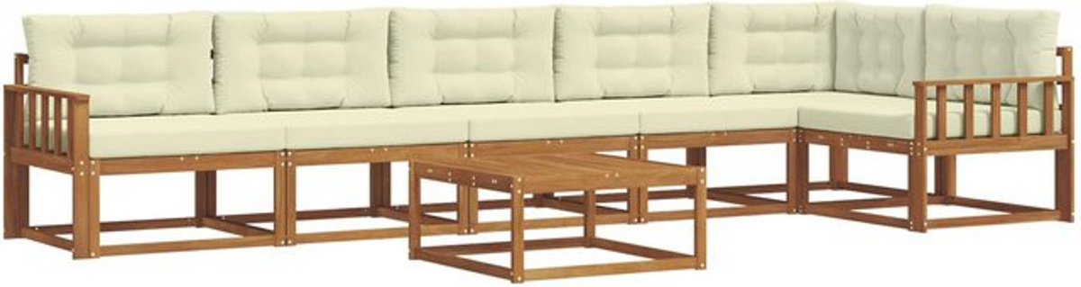 vidaxl Outdoor-Sofagarnitur aus Akazie Massivholz mit 7-teiligem Set und Kissen in Natur und Beige - Bild 1