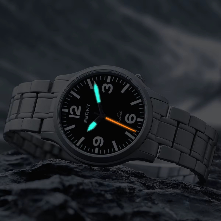 BERNY Armbanduhr Titan, Quarz, Saphirglas, Silber, Herren - Bild 3
