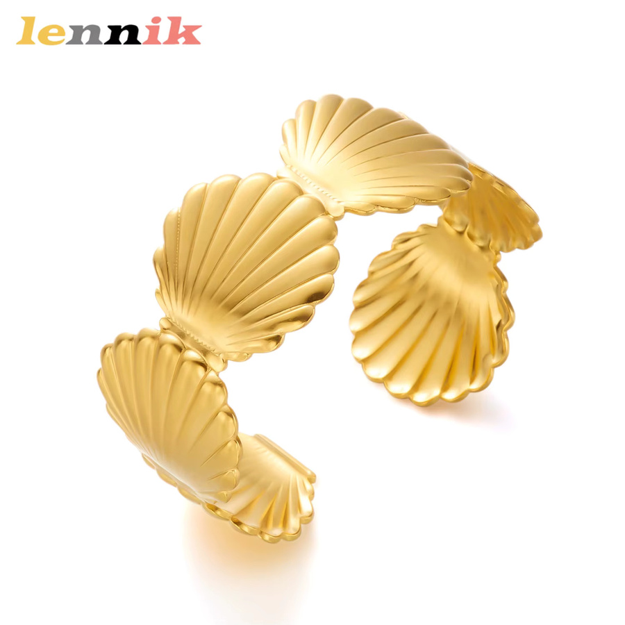 LENNIK Armband, Edelstahl, Gold, Damen, Seestern mit Muschel - Bild 1
