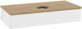 V&B Waschtischunterschrank Antao mit Frontstruktur in Weiß und WBP Honig Eiche, B/T/H: 100 x 50 x 19 cm - Bild 1