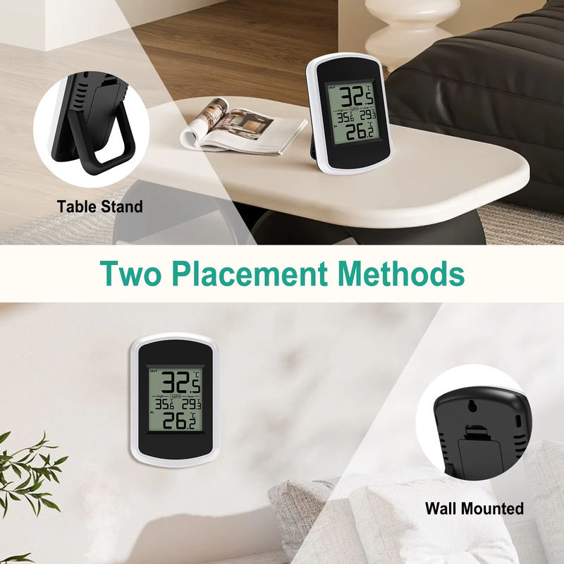 Urageuxy Drahtloses digitales Thermometer in Weiß mit LCD-Bildschirm und Wandhalterung für Zuhause, Büro und Garten, Messbereich -40 ℃ bis 60 ℃ - Bild 4