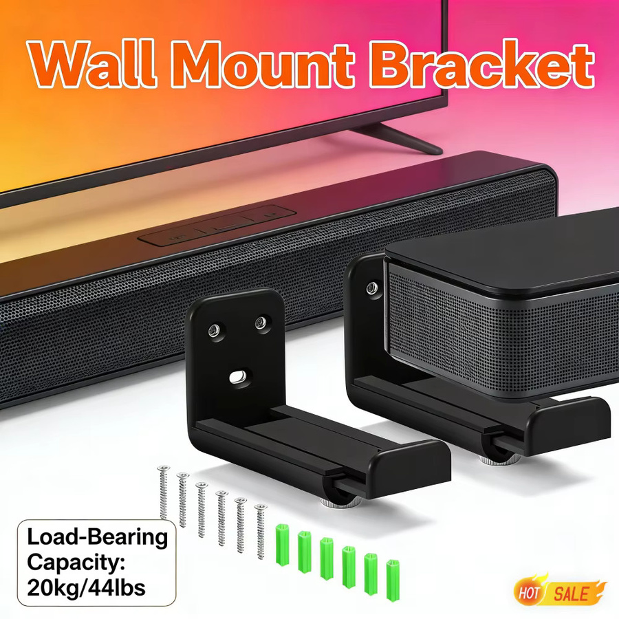 LAIMANEI Anti-Drop Wandhalterung für Soundbar-Lautsprecher, teleskopisch, Schwarz, Tragkraft bis 20 kg, passend für Samsung, Vizio, LG und Bose - Bild 2