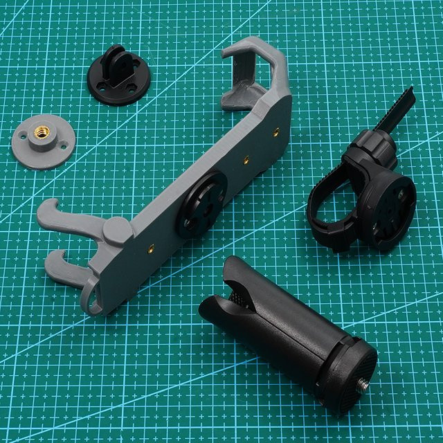 DJI NEO 2 Fahrradhalterung in Grau mit GoPro-Schnittstelle und Garmin-kompatiblem Adapter - Bild 1
