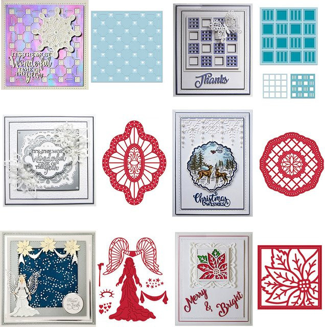 Metall Schneidestempel Kreis Gitter Hintergrund und Weihnachtsengel für DIY Scrapbooking und Handwerk - Bild 1