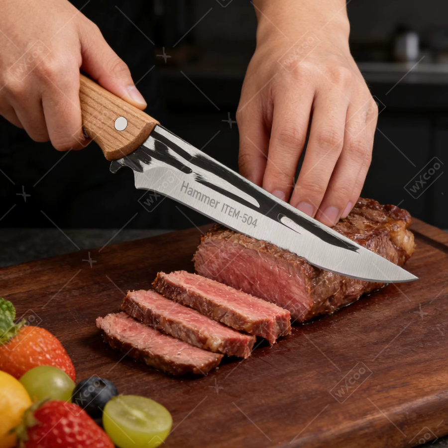 WXCOO Professionelles Ausbeinmesser aus handgeschmiedetem Stahl mit ergonomischem Holzgriff für Fleisch, Obst und Gemüse - Bild 3