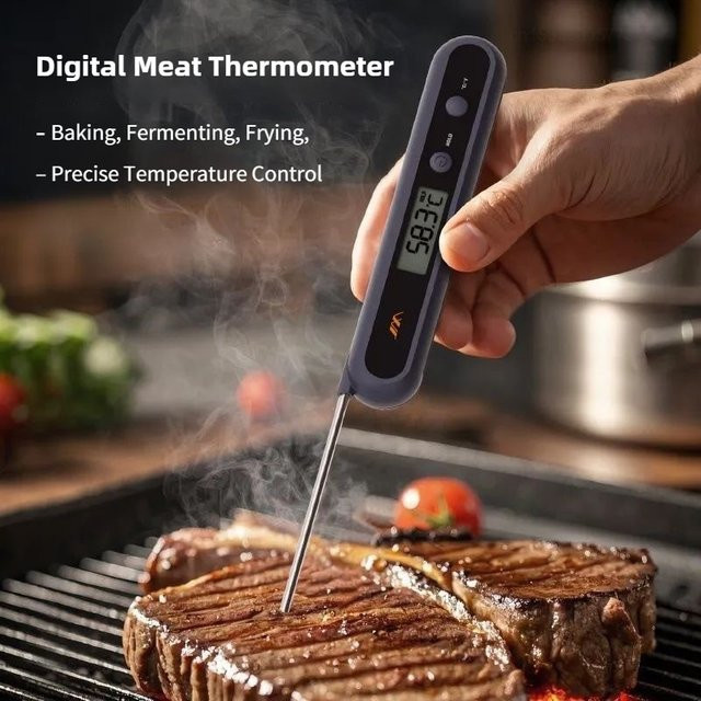 Jimihome Digitales Fleischthermometer mit LCD-Display in Schwarz - Bild 1