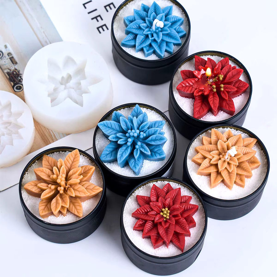 UDOCOOL Silikonform für Weihnachtsornamente in Holly Leaf und Berry Form für DIY Seifen, Gips und Harz, Mehrfarbig - Bild 1