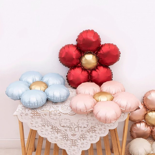 YINLCENT Matte Blumen Aluminium-Folienballons in Beige für Baby Shower und Geburtstagspartys - Bild 1